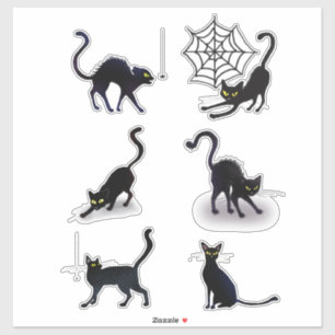 Sticker Halloween Chats noirs et araignées jeu ID852