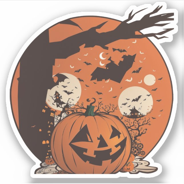 Sticker Halloween Citrouille vintage (Devant)
