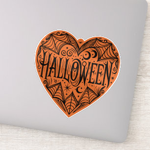 Sticker Halloween Cœur, Cœur Forme Orange, Vacances