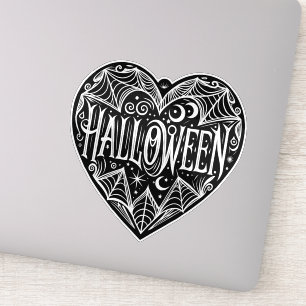 Sticker Halloween Cœur, Cœur Noir en forme, Vacances