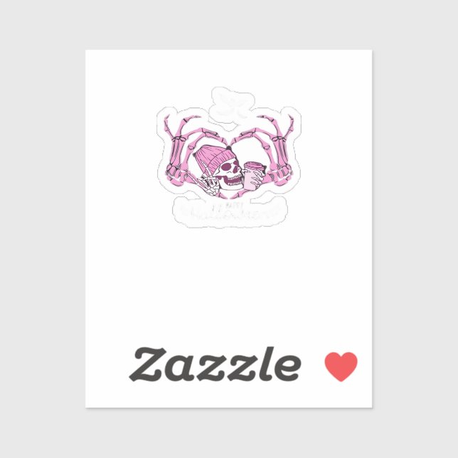 Sticker Halloween Coeur crâne mains Skeleton Beanie Design (Feuille)