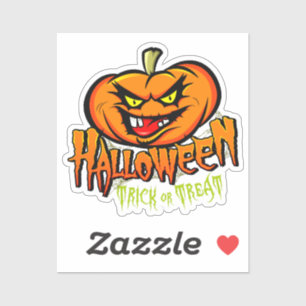 Sticker Halloween Éffrayant Citrouille Tri ou traitement