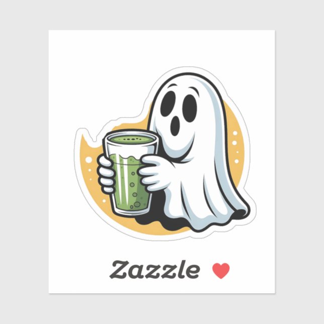 Sticker Halloween éffrayante de Matcha à boire (Feuille)