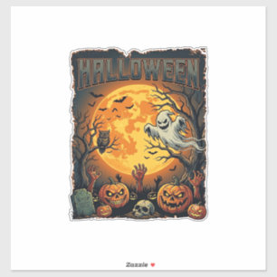 Sticker Halloween Fantôme Pleine Lune Jack Lanterns Zombie