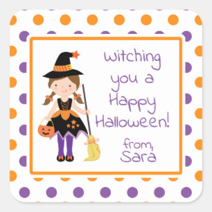 Sticker Halloween fille sorcière mignonne