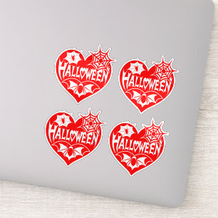 Sticker Halloween Heart, Cœur Rouge, Toile d'Araignée