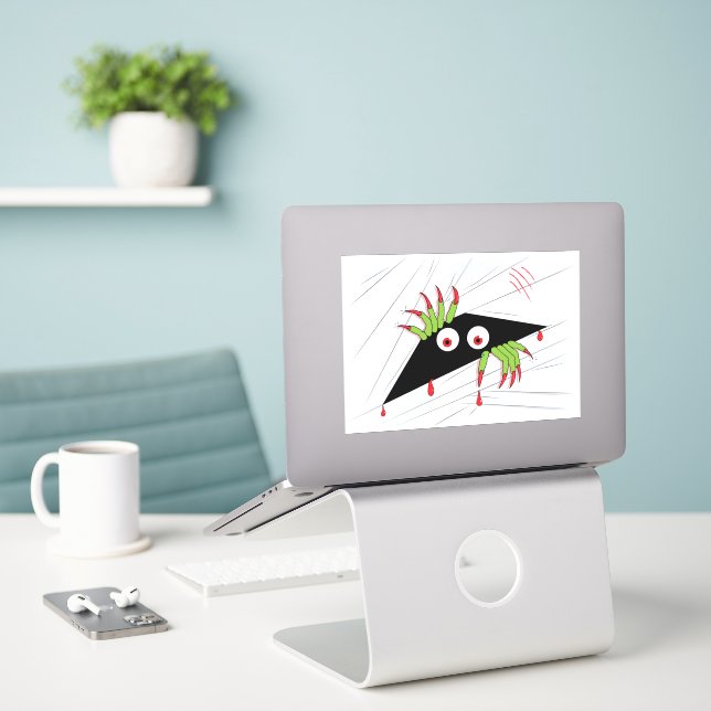 Sticker Halloween Monster déplaisant (Ordinateur portable sur le bureau)