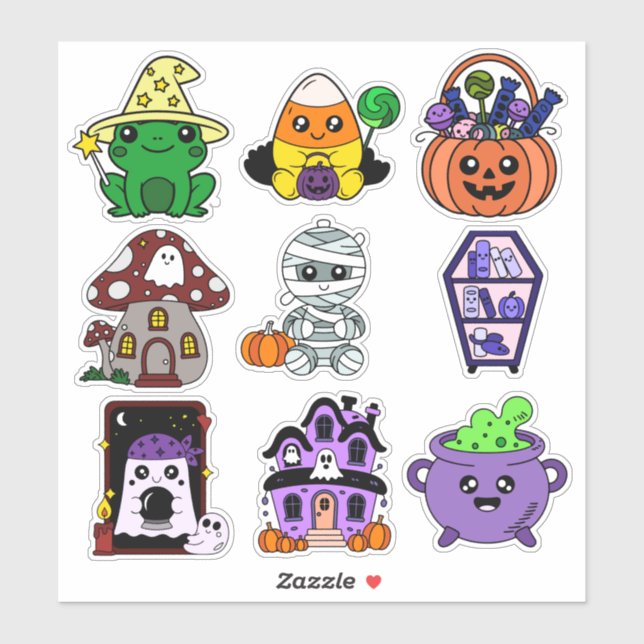 Sticker Halloween pour enfants - Éffrayant mignon (Feuille)
