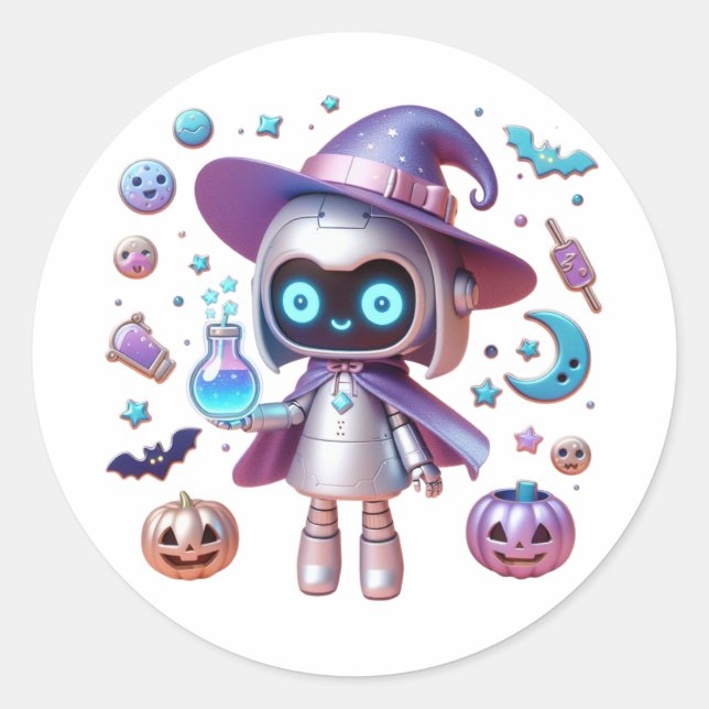 Sticker Halloween Robot de cuisine mignonne Hologr (Devant)