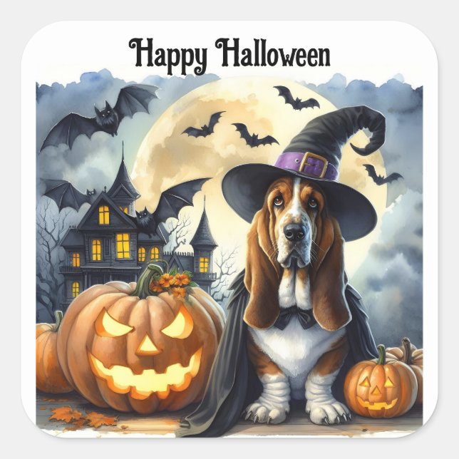Sticker Halloween sorcier chien mignon (Devant)