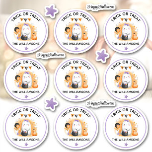 Sticker Halloween Trick Ou Nom De Traite Fille Kiss Cut
