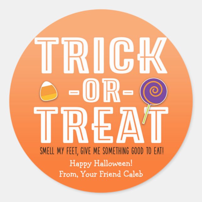 Sticker Halloween TRICK OU TREAT SMELL MES PIEDS (Devant)
