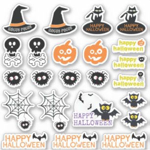 Sticker Halloween Vampire Bat Witch Casquette Spider Web S