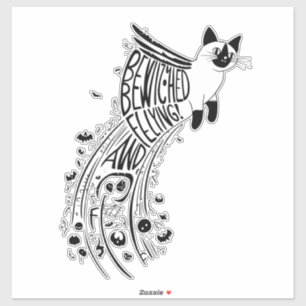 Sticker Halloween Whimsical Soar : Chat Siamais en vol