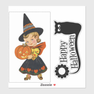 Sticker Halloween Witch And Owl