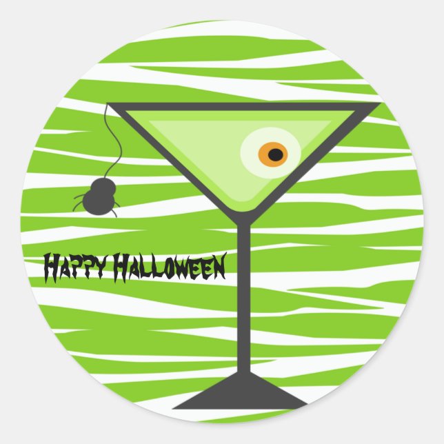 Sticker Halloween Zebra Green Cocktail Eyeball (Devant)