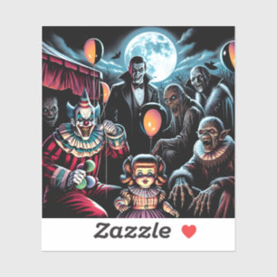 Sticker Halloween Zombie, Clown, Vamp et poupée hantée