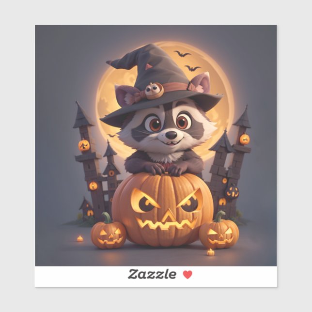 Sticker Haloween Raccoon (Feuille)