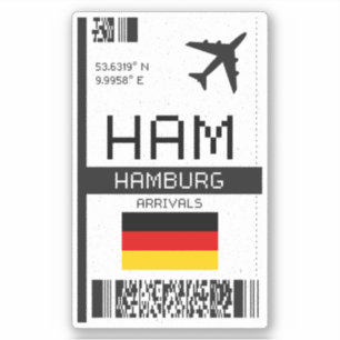 Sticker HAM Hamburg Boarding Pass - Allemagne Travel