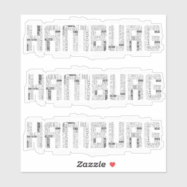 Sticker Hambourg Allemagne Trimestre Word Art Typographie (Feuille)