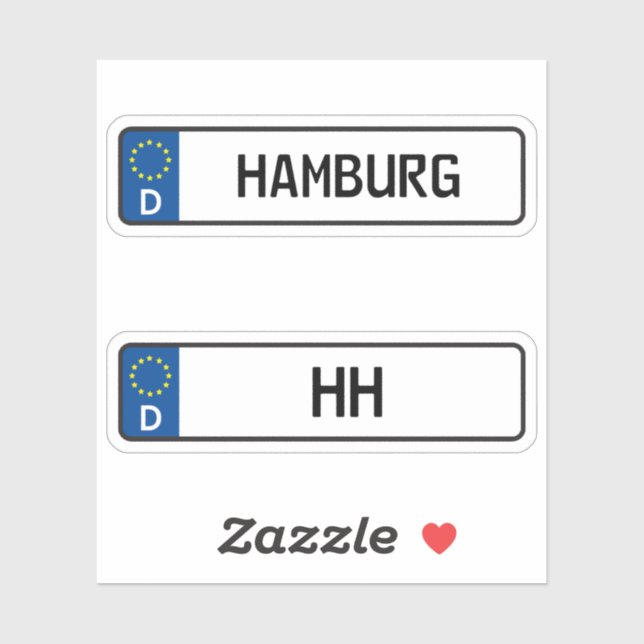 Sticker Hamburg kennzeichen, Plaque allemande d'immatricul (Feuille)