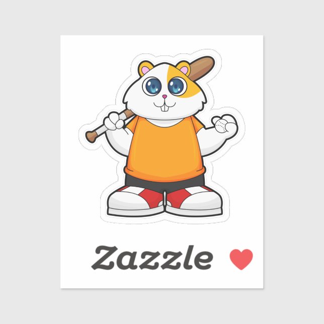 Sticker Hamster at Baseball with Baseball bat (Feuille)