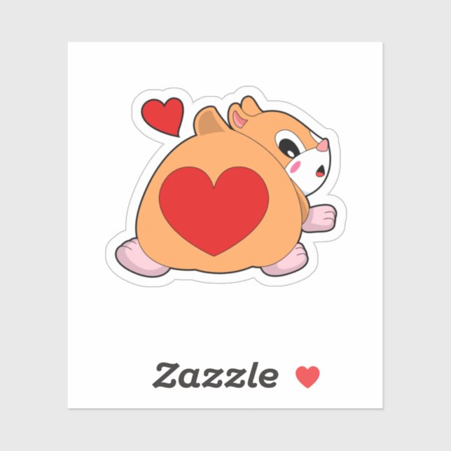 Sticker Hamster au coeur (Feuille)