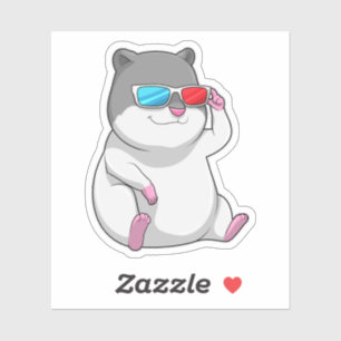 Sticker Hamster avec lunettes