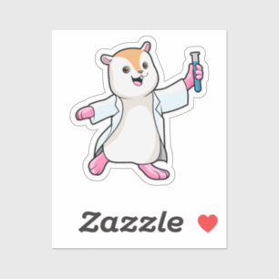 Sticker Hamster en tant que scientifique avec tube d'essai
