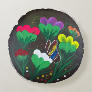 Sticker - Handgefertigtes Kunstwerk - Schmetterlin Rundes Kissen