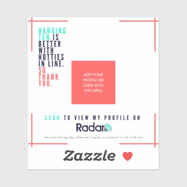 Sticker "Hang Ten" - Carte QR Vinyl SURF (Feuille)