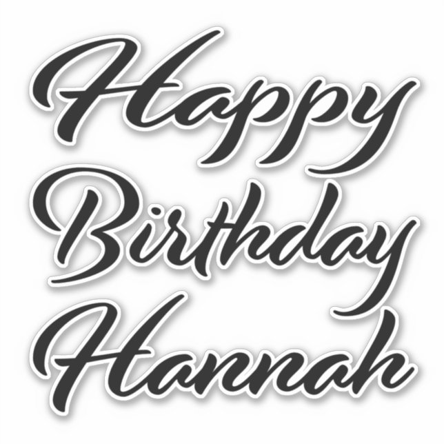 Sticker Hannah Nom Prénom Anniversaire de la Broderie noir (Devant)