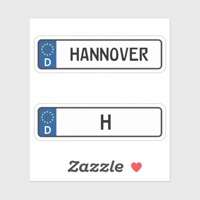 Sticker Hannover kennzeichen, Plaque allemande d'immatricu (Feuille)