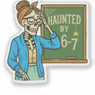 Sticker Hanté par un professeur drôle squelette d'Hallowee