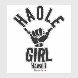 STICKER HAOLE GIRL SHAKA HAWAII