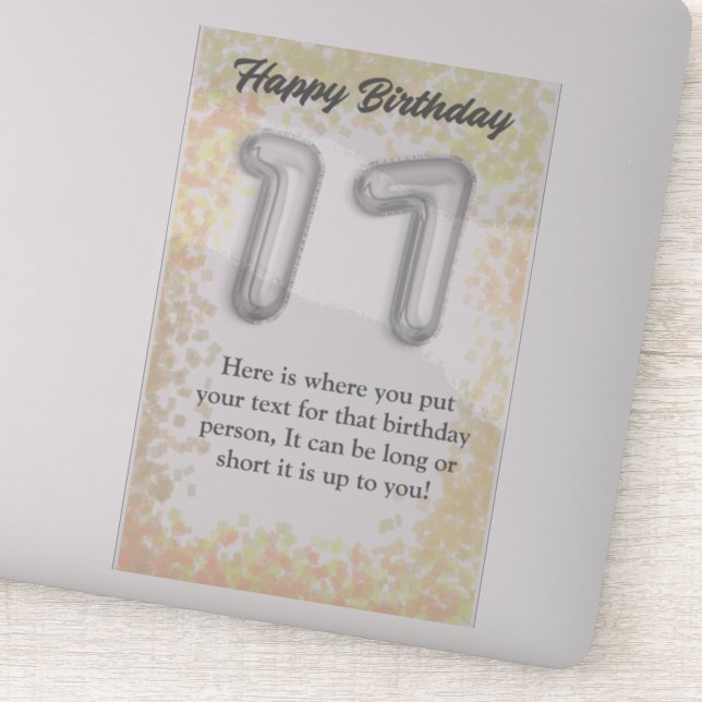 Sticker "Happy 17th Birthday" - Personnaliser (Détail)