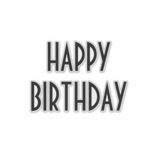 Sticker Happy Birthday Custom Simple Minimal Black