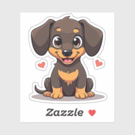 Sticker Happy Dachshund Puppy - Chibi Art