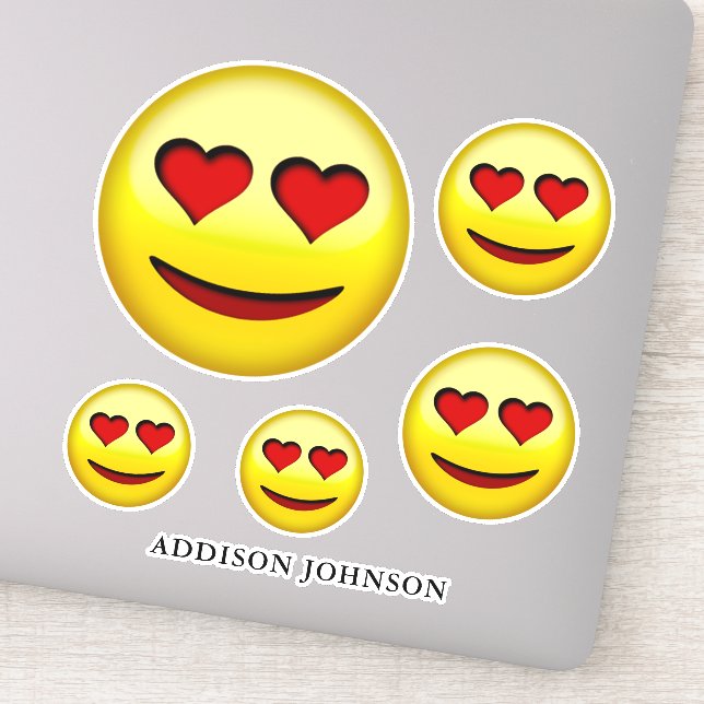 Sticker Happy Face Red Heart Eyes Collection Ajouter le no (Détail)