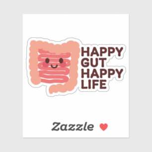 Sticker Happy Gut, Happy Life - Intérieur souriant mignon