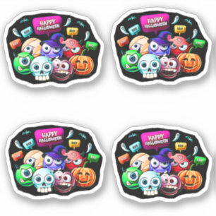 Sticker Happy Halloween Boo, 3D Caractères Set de 4