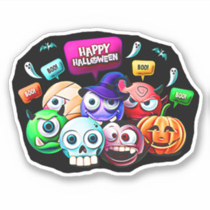 Sticker Happy Halloween Boo, jeu de caractères 3D