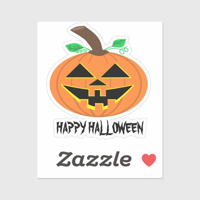 Sticker Happy Halloween Citrouille Custom-Cut Vinyl Sticke (Feuille)