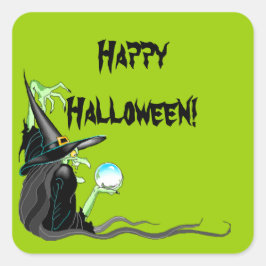 Sticker Happy Halloween Hexe Kristallkugel Spooky