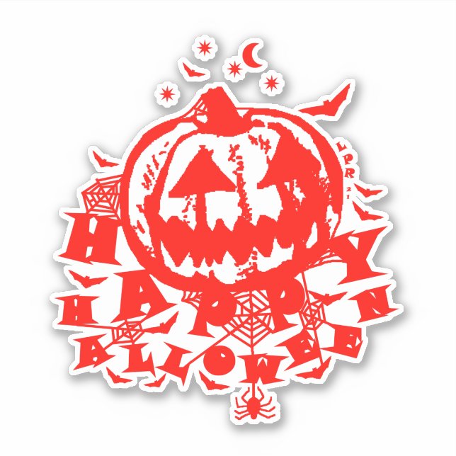 Sticker Happy Halloween Jack-o'-lantern (Devant)