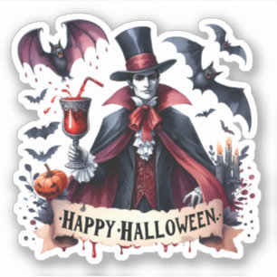 Sticker Happy Halloween - Vampire effrayant et chauves-sou