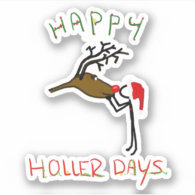 Sticker Happy Hollerdays 4 - embrasser un renne. (Devant)