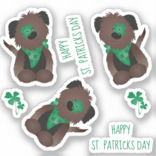 Sticker Happy Jour de la Saint Patrick Chien quatre feuill