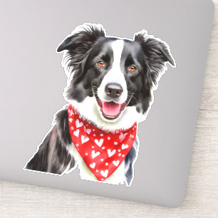 Sticker Happy mignon frontière Collie avec le coeur rouge
