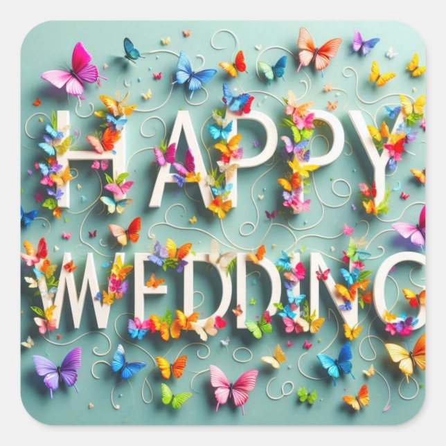 Sticker Happy Wedding (Vorderseite)
